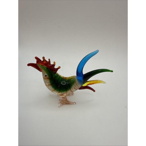 VTG Small Murano Style Art Hand Blown Art Glass Rooster Figurine Lampwork 3 inch - Picture 3 of 5